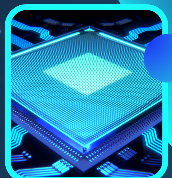 Blue digital processor representing cloud computing
